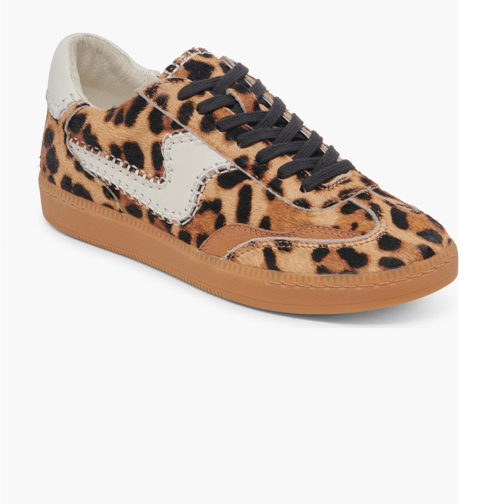 Dolce Vita Leopard Print Sneakers with Black and Tan Accents